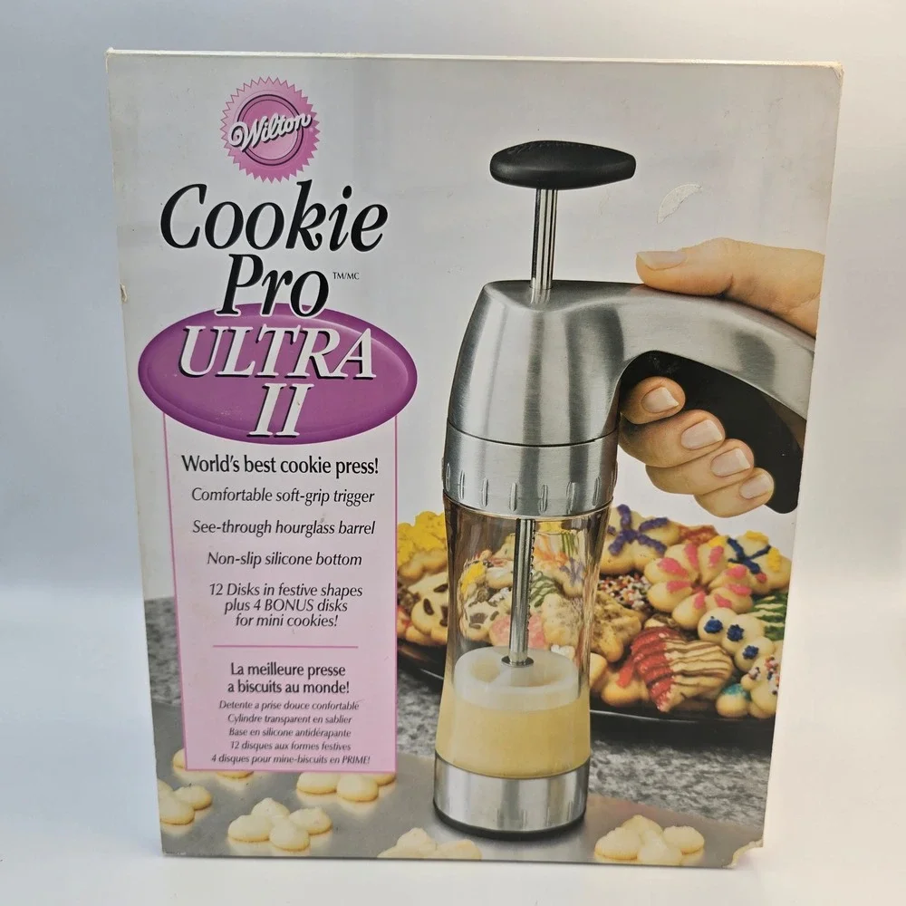 Wilton Cookie Pro Ultra II Cookie Press 16 Disks Spritz Maker 2104-4018 Silver